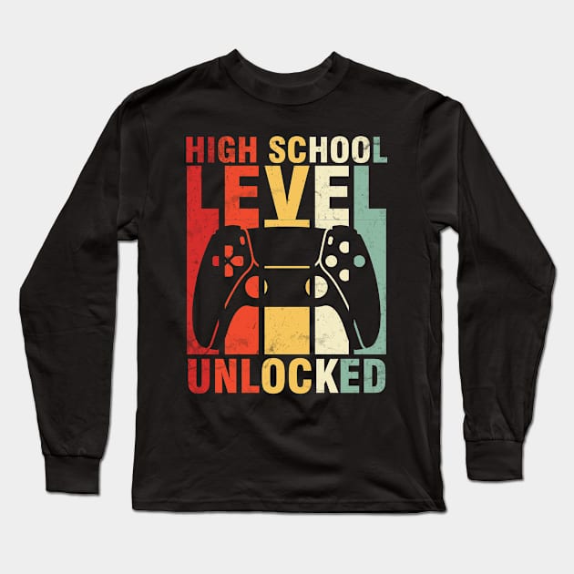 Gamer Student High School Level Unlocked Back To School Day Long Sleeve T-Shirt by DainaMotteut